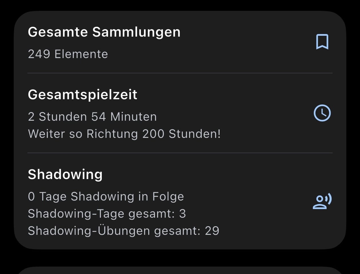 Shadow-Statistiken im Konto
